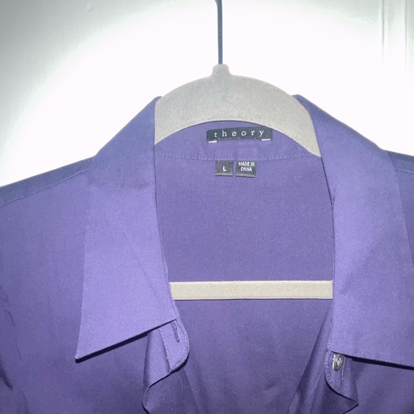 Theory women’s puff sleeve blouse size large- color deep plum - Picture 2 of 8